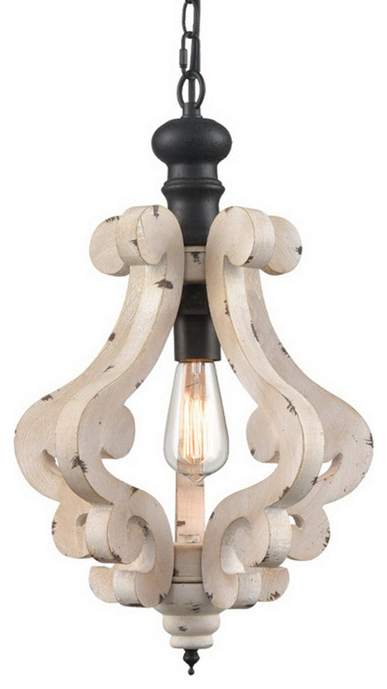 Distressing White Finish Farmhouse Wooden Pendant Light