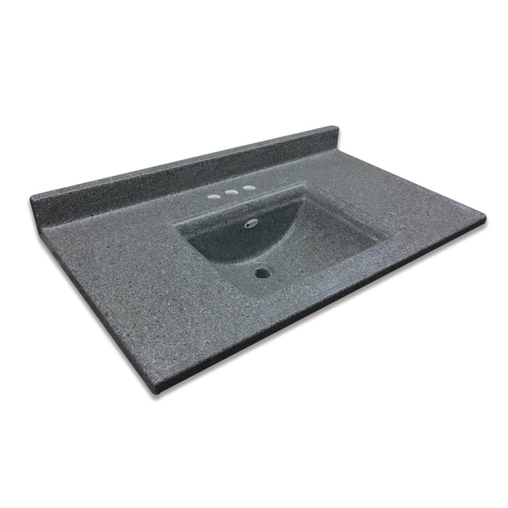 Transolid Savannah 31"x22" Single Bowl Vanity Top, Midnight Chrome