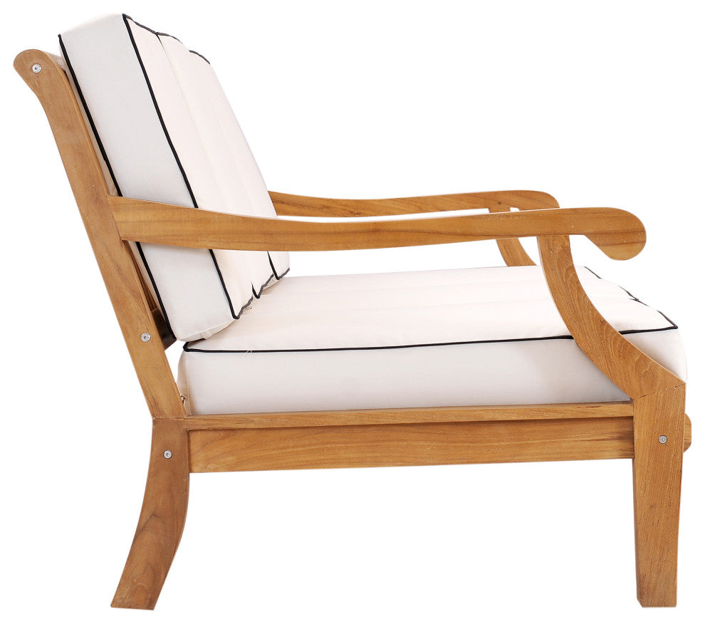 Teak Wood Deep Seating Patio Sofa with Cushions