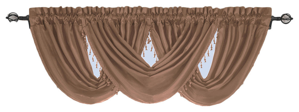 Rust Valance Soho Faux Silk Waterfall Window Valance, Rust