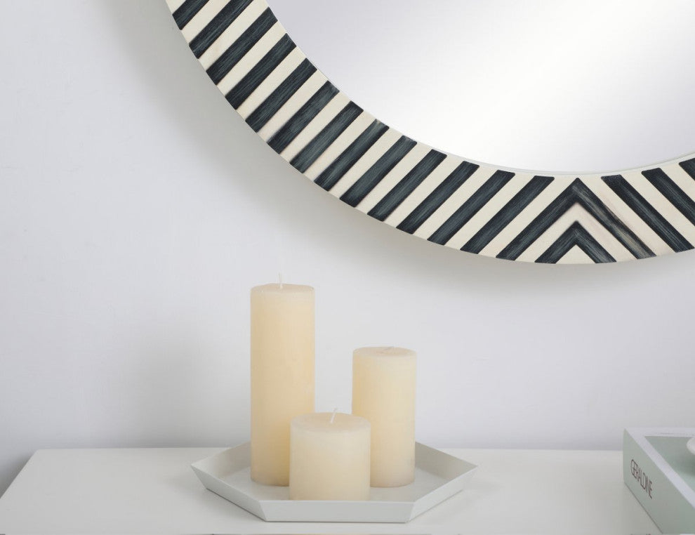 Otto Round Mirror, 28", Chevron