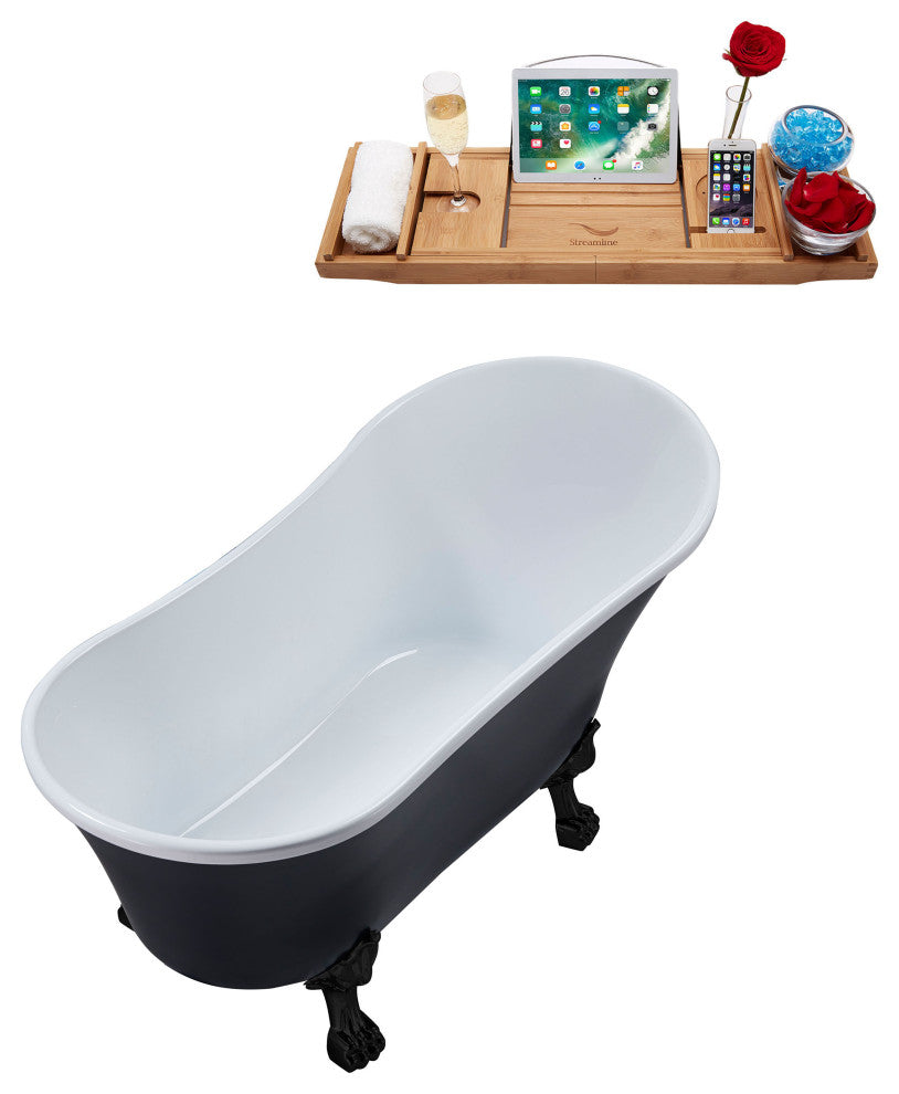 63" Streamline N366BL-IN-BL Clawfoot Tub and Tray With Internal Drain