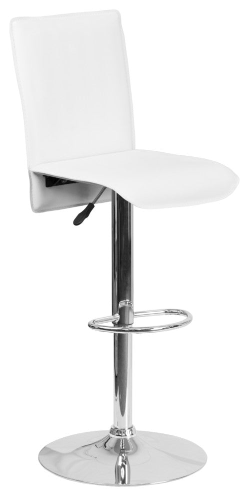 Vinyl Adjustable Height Barstool With Chrome Base, White