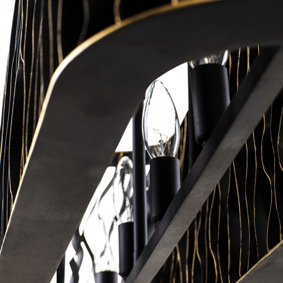 Estela 5-Lt Linear Pendant - Matte Black/French Gold