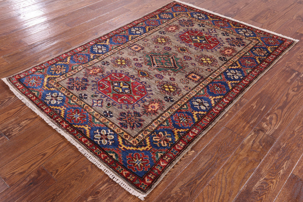 3' 11" X 5' 9" Super Kazak Handmade Wool Rug Q7803