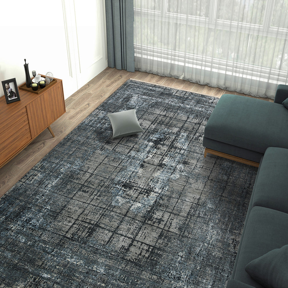 Dazzle Area Rug, Blue, 8' x 10', Abstract