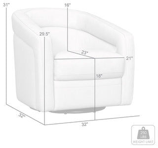 Armen Living Desi Upholstered Leather Swivel Accent Chair in Sky Blue