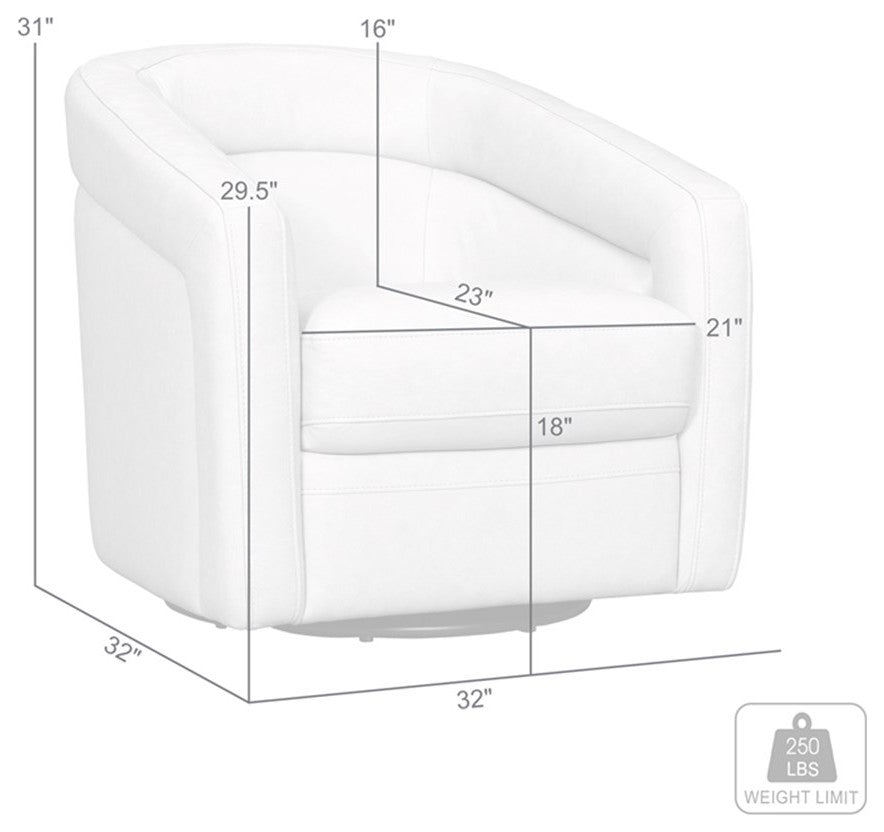 Armen Living Desi Upholstered Leather Swivel Accent Chair in Sky Blue