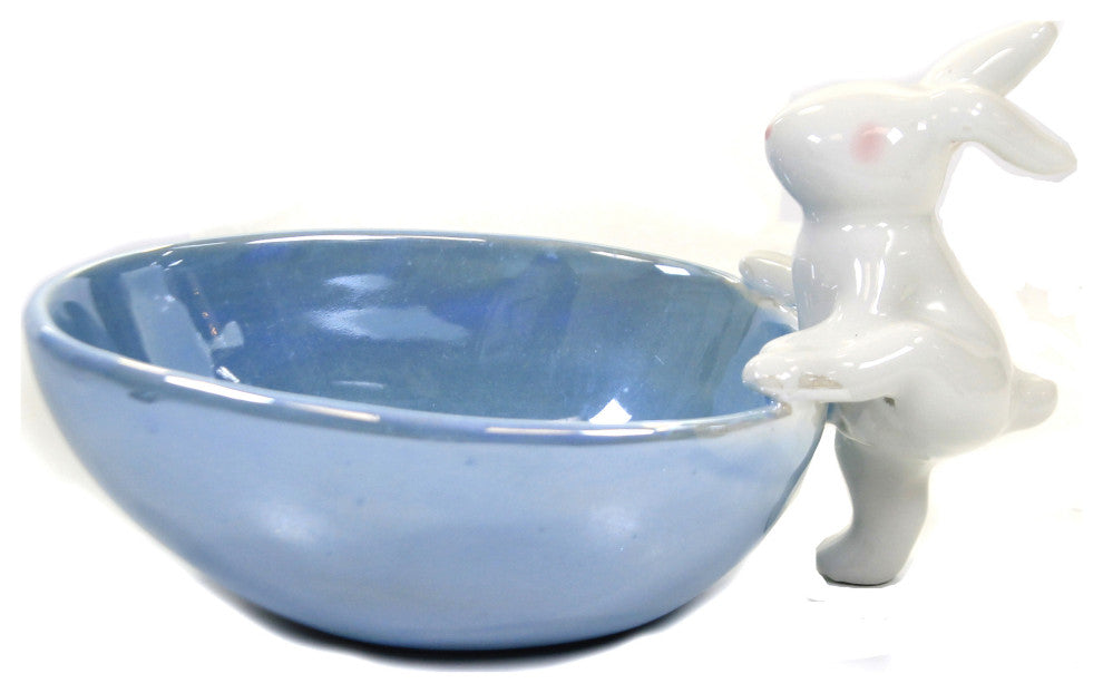 Tabletop Egg Shaped Pearlized Candy Dish Easter Tidbit Snack Bunny Cn0065 Blue
