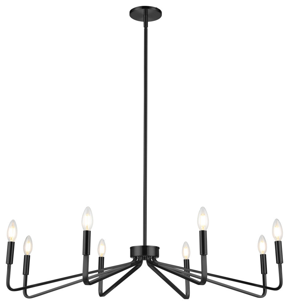 8-Light Matte Black Contemporary Chandelier
