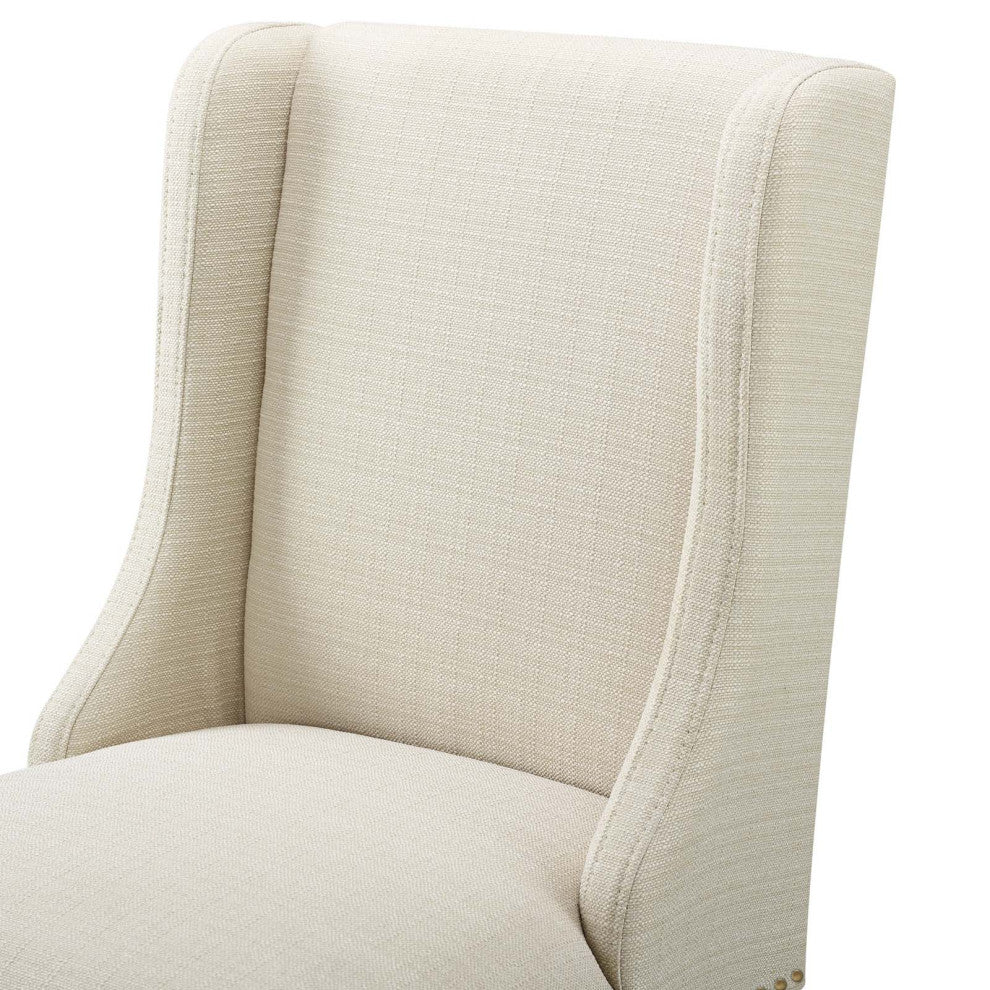 Counter Stool Chair, Fabric, Wood, Beige, Modern, Bar Pub Cafe Bistro Restaurant