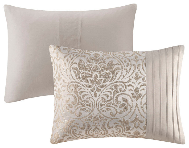 Madison Park Emilia Gold Thread Damask 12-Piece Complete Comforter Set, Cal King