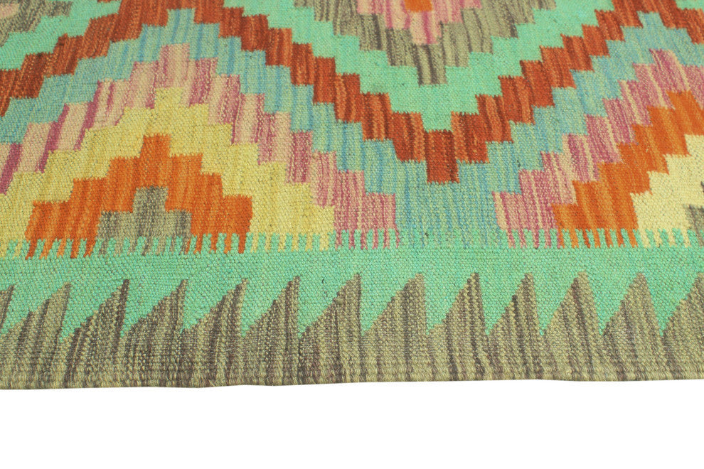 Sangat Kilim Maliheh Red/Light Green Runner, 2'9x9'11