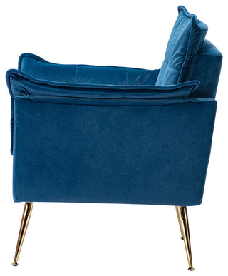 Contemporary Velvet Armchair, Navy