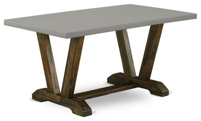 5-Piece Dinette Set, 4 Chairs and Table With Cement Table Top, Jacobean