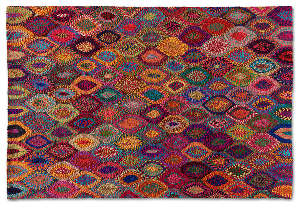 Addis Modern Multi-Colored Handwoven Fabric Area Rug