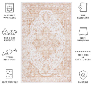 Safavieh Arizona Machine-Washable Collection ARZ127 Rug, Beige/Gold, 2'6"x8'