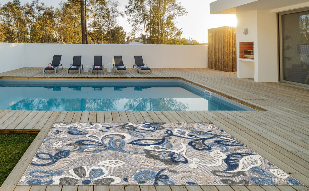 Calla Denni Indoor/Outdoor Rug, Blue, 5'3 X 7'
