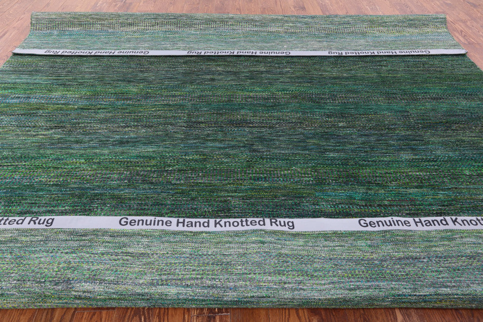 10' Square Hand Knotted Wool and Silk Super Savannah Gabbeh Rug Q6105