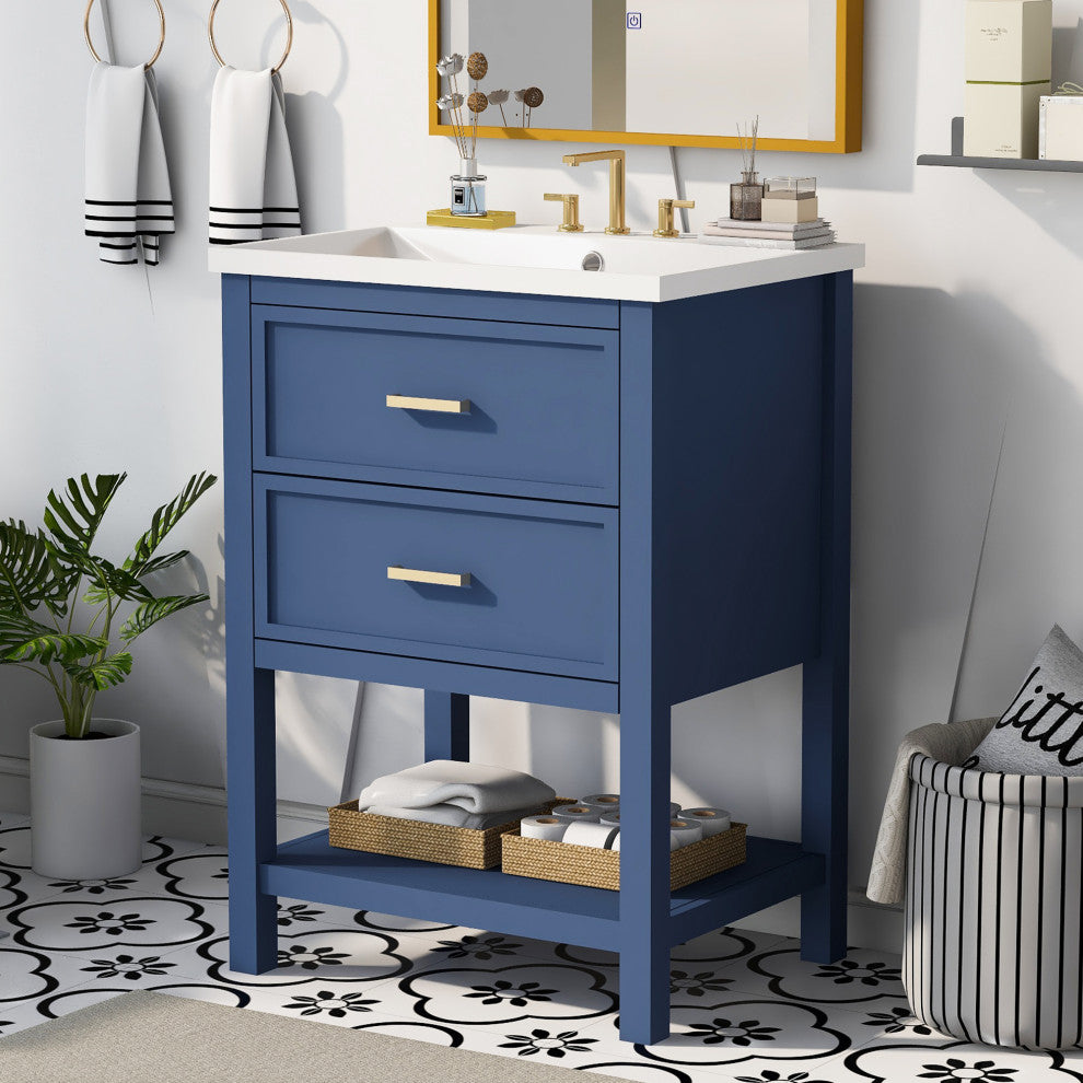 Gewnee Modern Bathroom Storage Cabinet with 2 Drawers