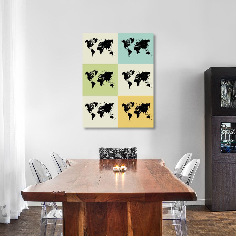 "World Map Grid" Poster Fine Art Print