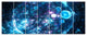 Blue Spherical Planet Bubbles, Abstract Canvas Art Print, 83"x32", 7 Panels