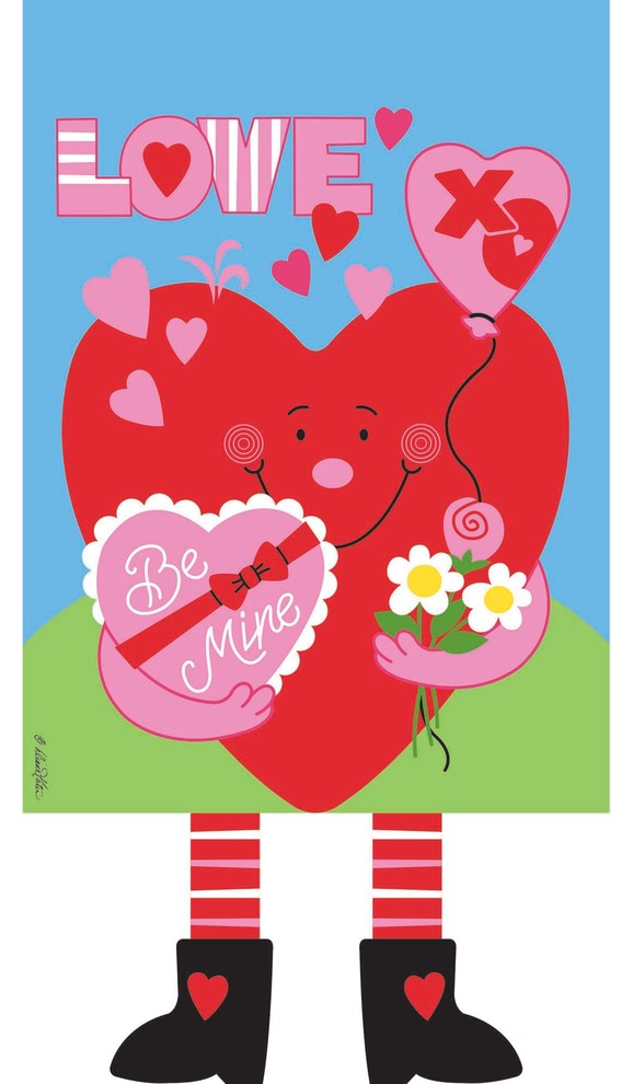 Double Applique Love Heart Polyester Garden Flag
