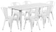 31.5''x63'' Rectangular Metal Indoor Table Set with 6 Stack Chairs, White