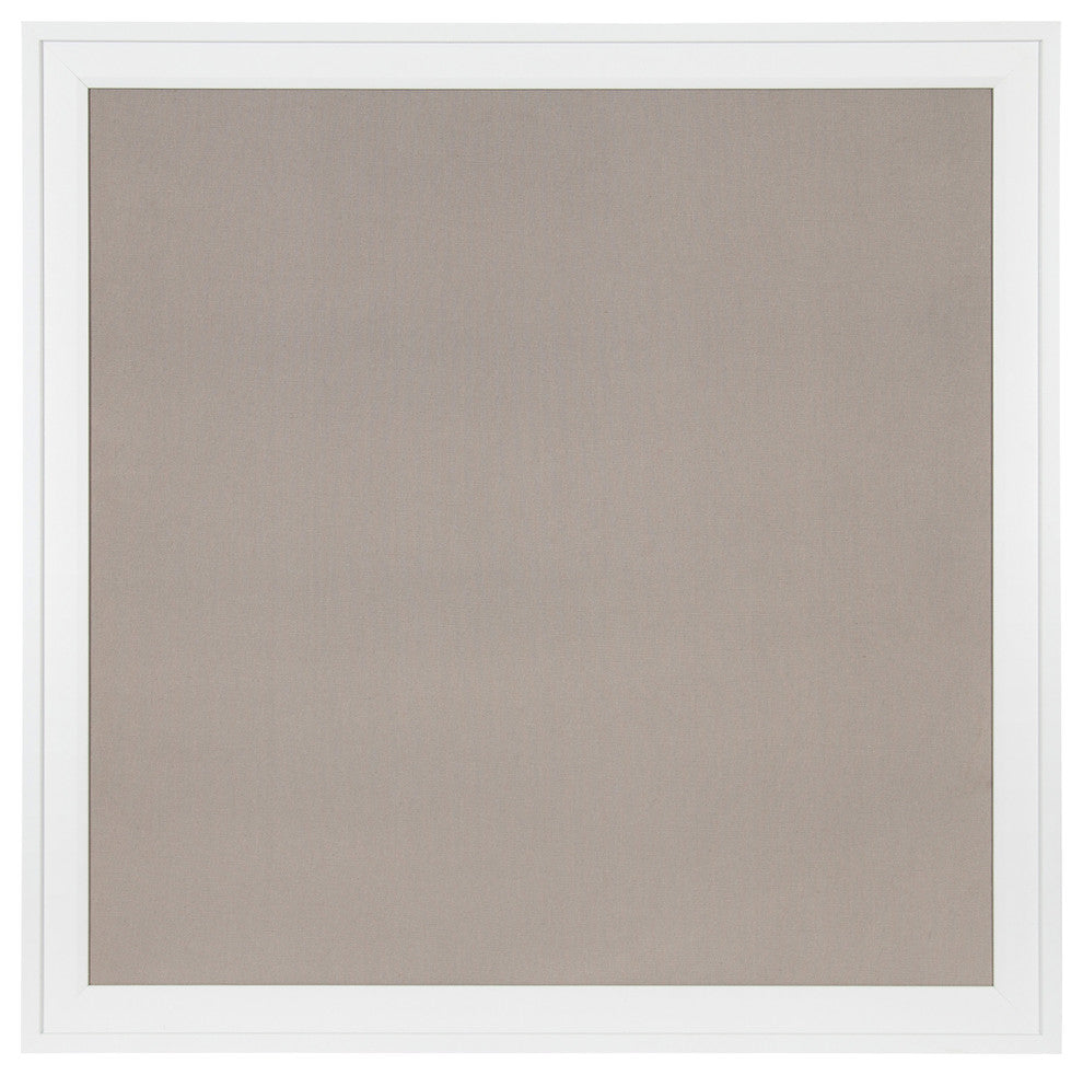 Bosc Framed Gray Linen Fabric Pinboard, White 31.5x31.5