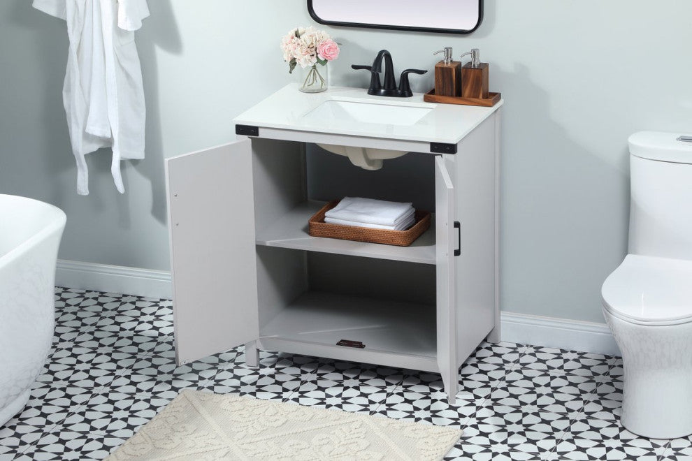 Home Living 19" Farmhouse Grey-Light Bathroom Vanity