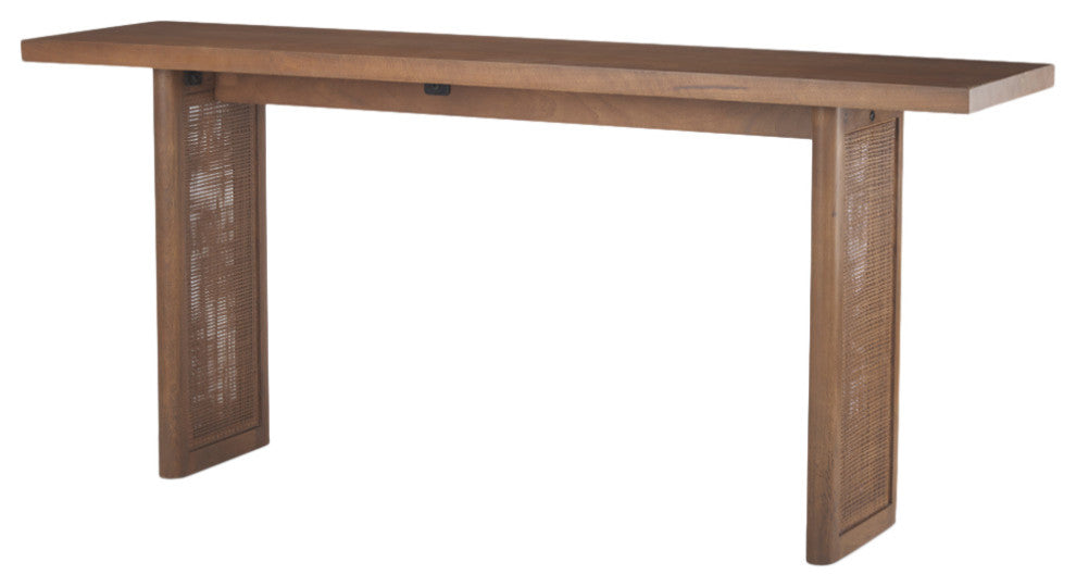 Grier Medium Brown Solid Wood & Cane Console Table