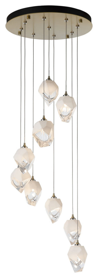 Chrysalis 9-Light Small Crystal Pendant Modern Brass Finish- Long, White Crystal