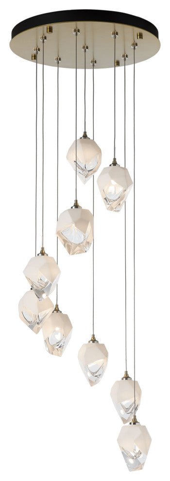 Chrysalis 9-Light Small Crystal Pendant Modern Brass Finish- Long, White Crystal