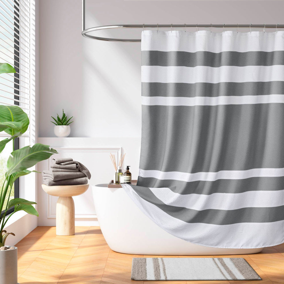 Madison Park Spa Waffle Shower Curtain With 3M Treatment
