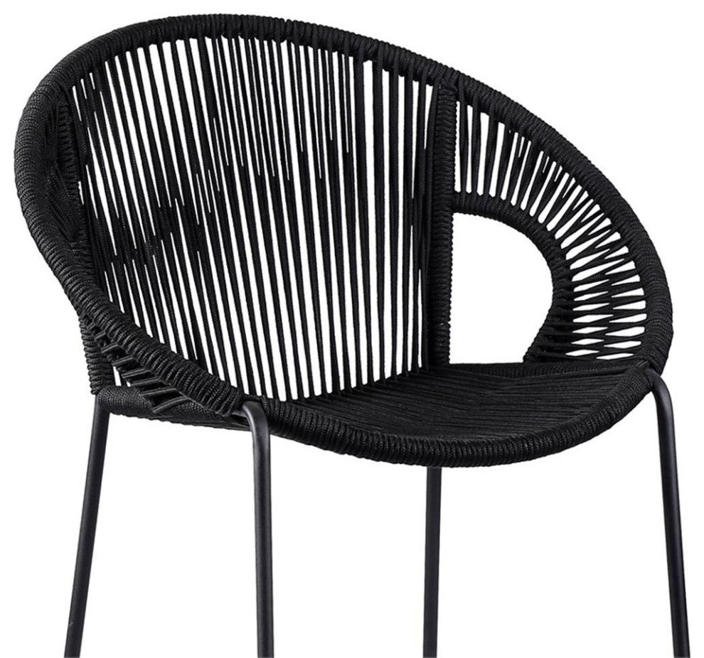 Armen Living Acapulco 26" Indoor Outdoor Fabric Counter Stool in Black