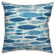 Blue School Of Fish Pattern 20x20 Throw Pillow Cover