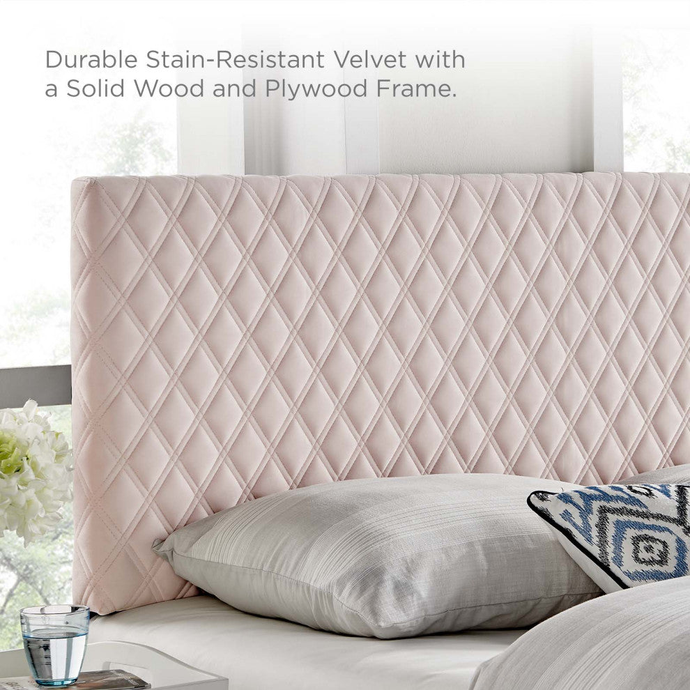 Headboard, King Size, Velvet, Pink, Modern Contemporary, Bedroom Master Suite