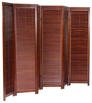 6' Tall Adjustable Shutter Room, Walnut, 6 Panel