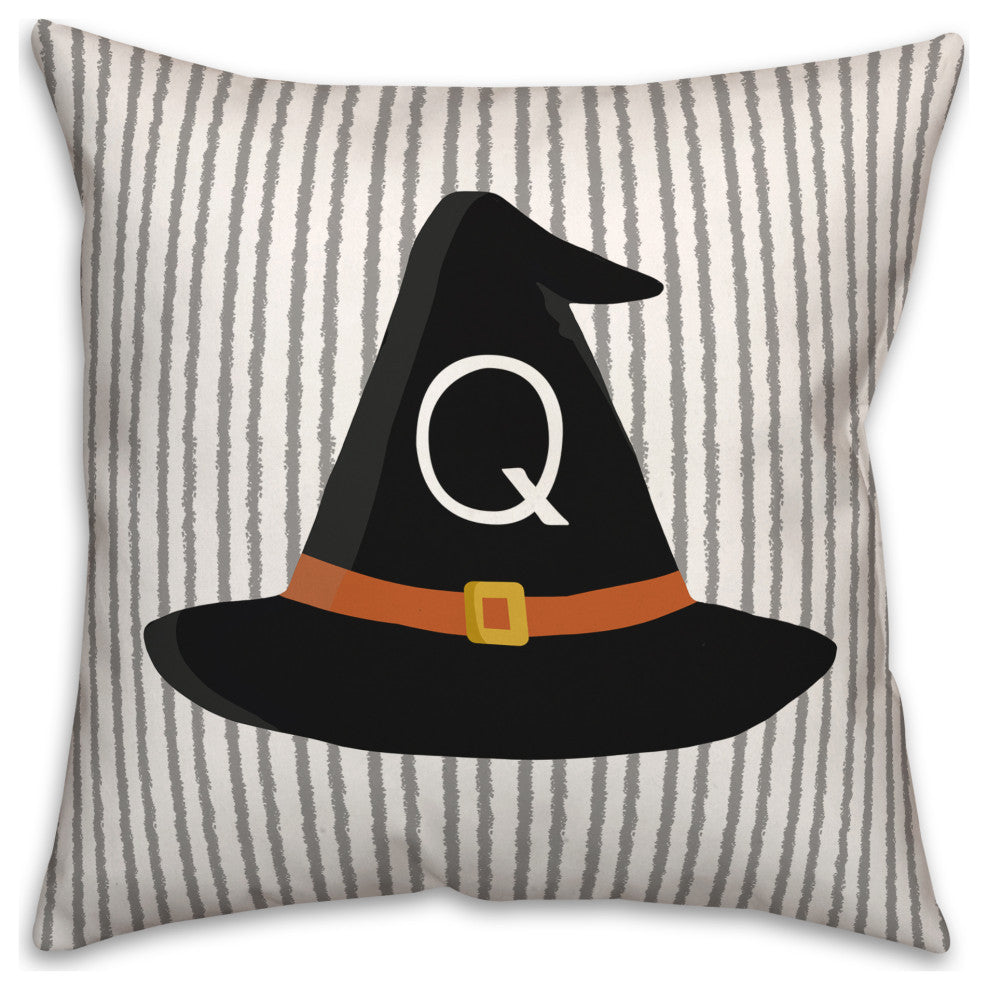 Halloween Monogram Hat Q 18x18 Spun Poly Pillow