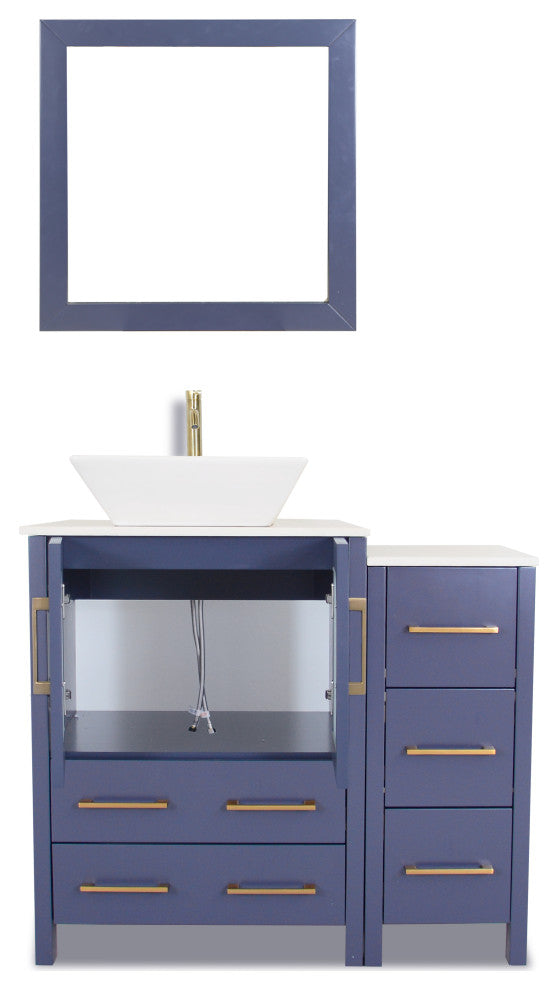 Vanity Art Bathroom Vanity Set With Sink, Blue, 36", Standard Mirror