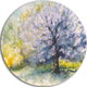Blooming Cherry Tree, Floral Watercolor Round Wall Art, 11"