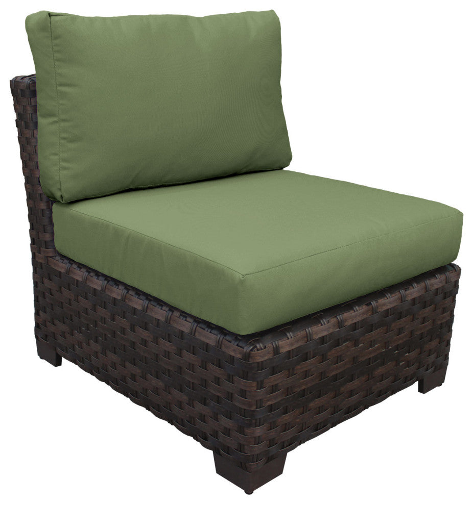 kathy ireland River Brook 7 Piece Wicker Patio Furniture Set, Forest