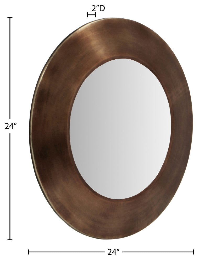 Sphere Iron Frame Mirror, Brown, 24" W x 2" D x 24" H