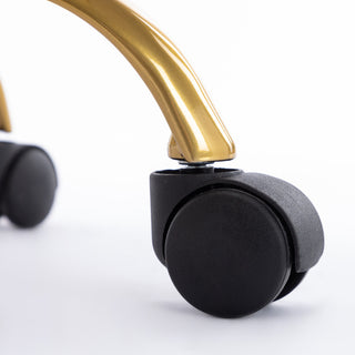 Cute Pointed Armrest Velvet Rolling Chair, Dark Green