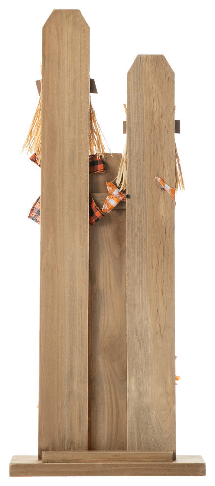 36.25" H Lighted Wooden Scarecrow Porch Decor