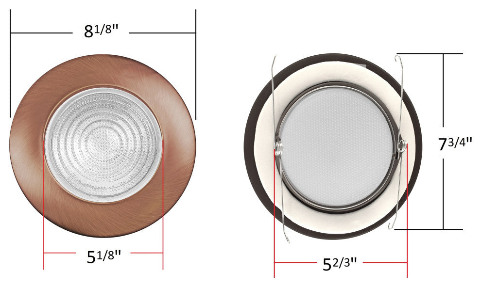 NICOR 6" Recessed Fresnel Shower Trim, Bronze