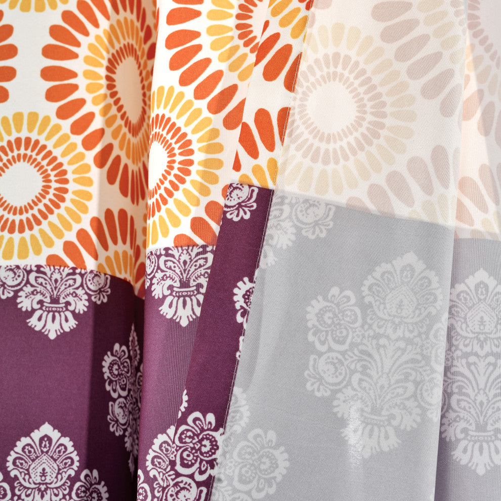 Bohemian Stripe Window Panel, Set of 2, Fuchsia/Orange, 95"x52"