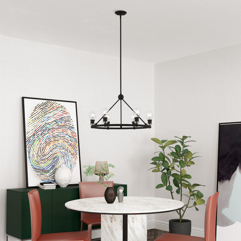 Lansdale 6 Light Black With Brushed Nickel Accents Chandelier