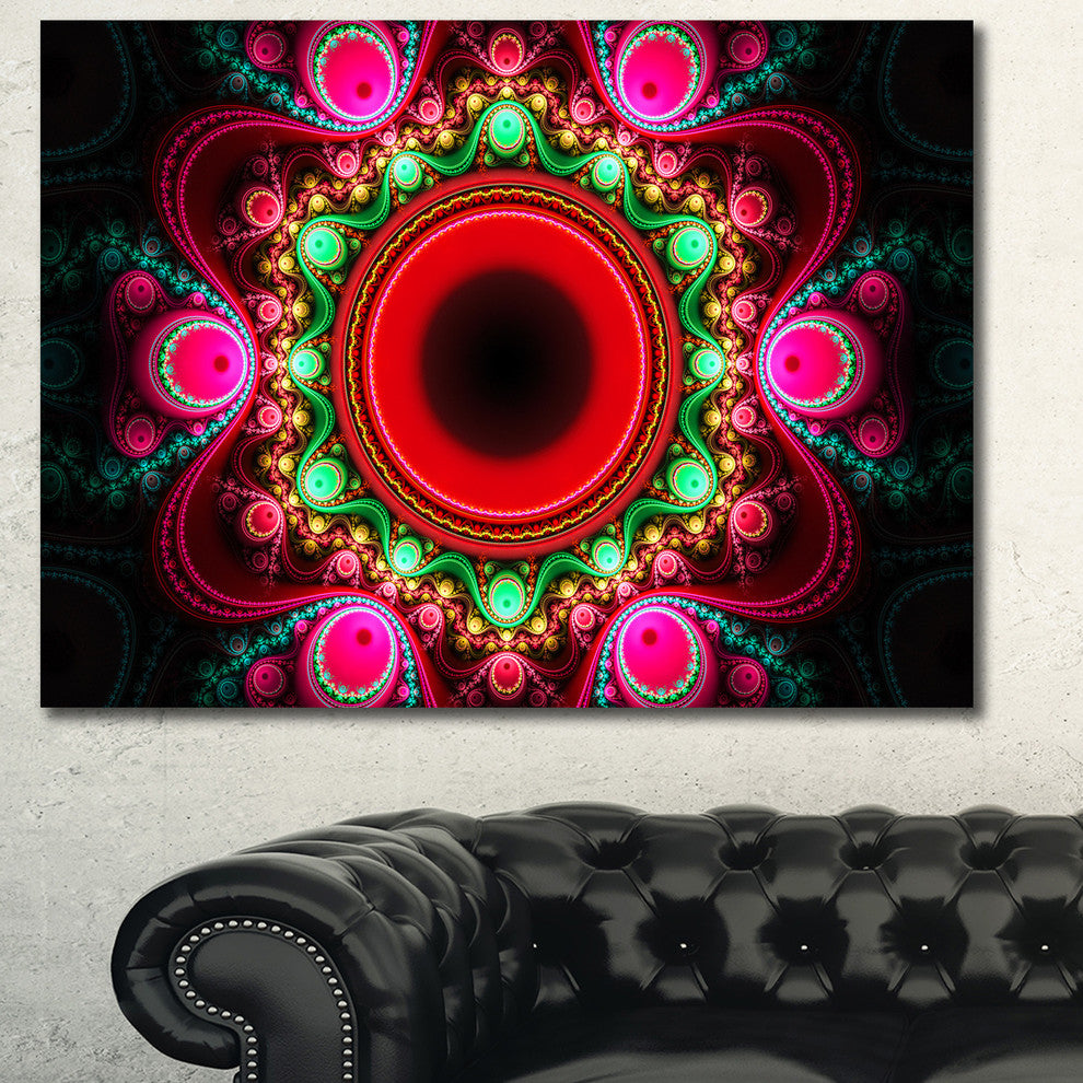 Pink Wavy Curves and Circles, Oversized Abstract Canvas Art Print, 60x40
