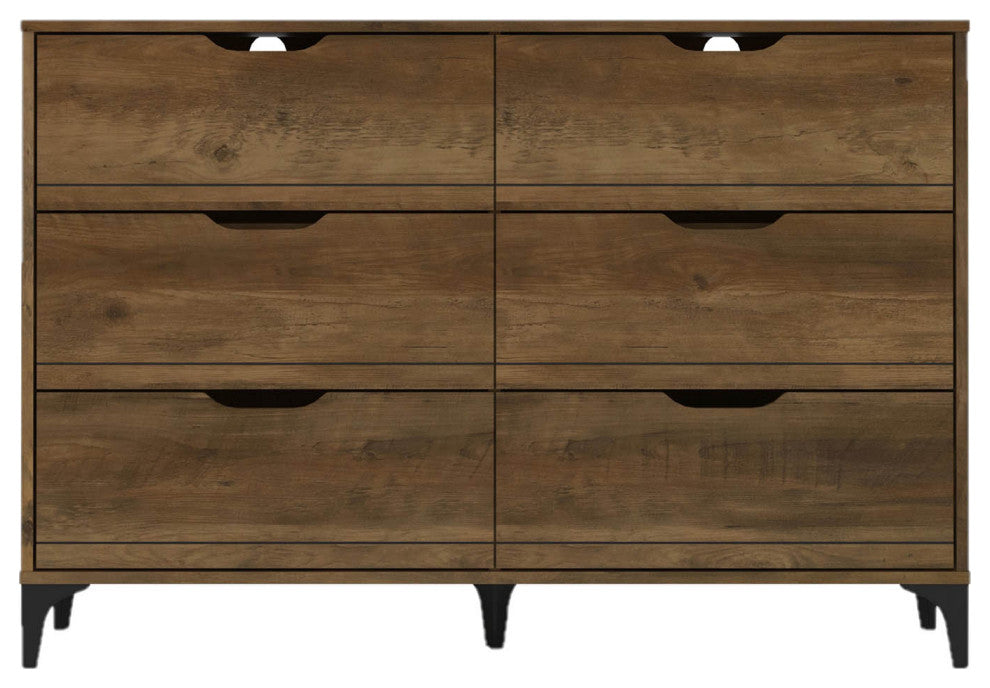 Lilay 6-Drawer Dresser, 31.7" Hx46.5" Wx15.7" D, Knotty Oak